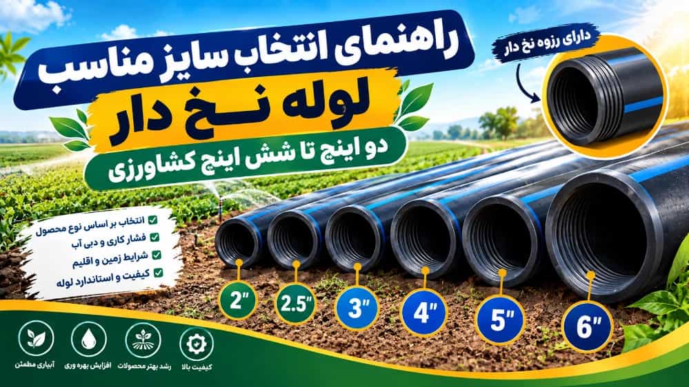 راهنمای انتخاب سایز مناسب لوله نخ دار دو اینچ تا شش اینچ کشاورزی راهنمای انتخاب سایز مناسب لوله نخ دار دو اینچ تا شش اینچ کشاورزی